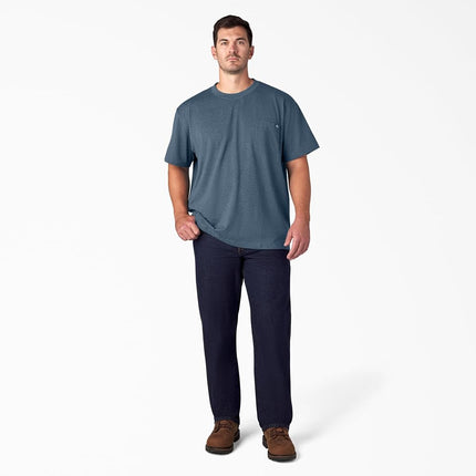 Dickies Men's Short Sleeve Heavyweight Crew Neck, Baltic Blue Heather, 4X-Large Big