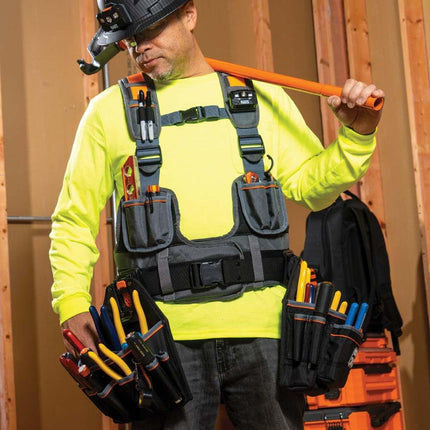 Klein Tools 55829MB Vest Combo with Tool Pouches, Fully Adjustable, Padded Support for Electricians, Carpenters, Construction
