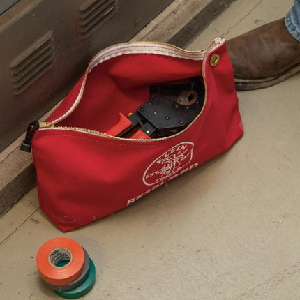 Canvas Zipper Pouch, 40.6 cm Tool Bag Storage Organizer, Red Klein Tools 5539LRED