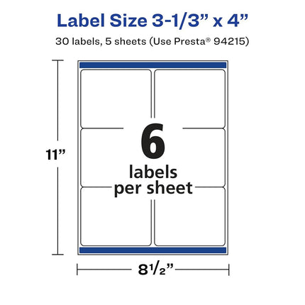 Avery Glossy Clear Rectangle Labels with Sure Feed, 3-1/3" x 4", 30 Glossy Clear Labels (36519)