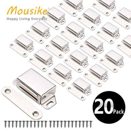 Moosike Cabinet Magnets 30lb Stainless Steel Magnetic Door Catch with Strong Magnetic for Kitchen Cupboard Wardrobe Closet Cabinet Door Drawer Latch(2.1"(Silver 20 Pack)