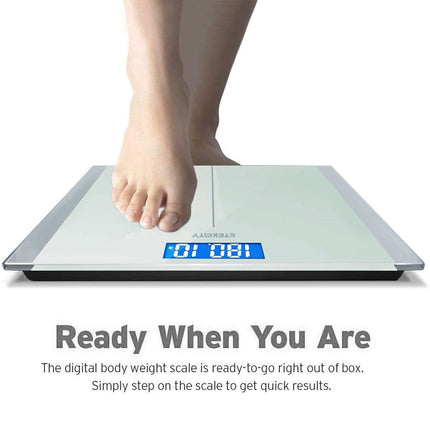 Etekcity Digital Body Weight Bathroom Scale with Step-On Technology, 400 Lb, Body Tape Measure Included, White