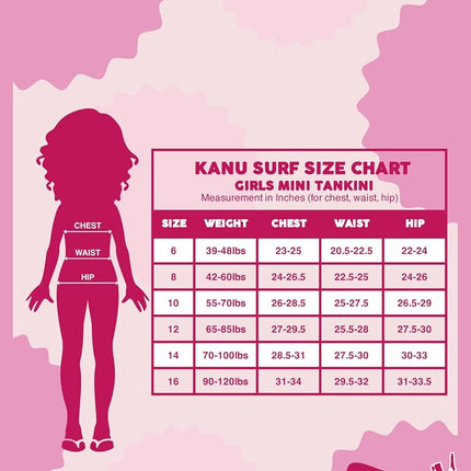 Kanu Surf Girls Beach Sport UPF 50+ Mini Tankini Two Piece Swimsuit, Aria Coral, 6