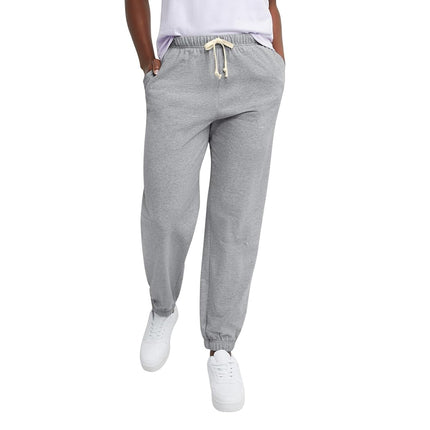 Hanes Women's Essential Jogger Pants, Drawstring Sweatpants, 100% Cotton Jersey, 29", Light Steel, XS