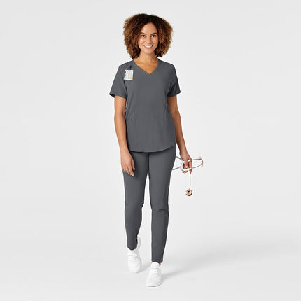 WonderWink Renew Women's V-Neck Scrub Top, Pewter, Medium