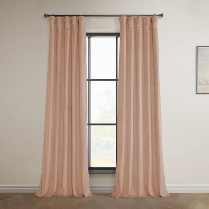 HPD Half Price Drapes Heritage Plush Velvet 120 Inches Long Darkening Curtains for Bedroom & Living Room 50W x 120L, (1 Panel), Peach Blossom, 50" W x 120" L (Pack of 1)
