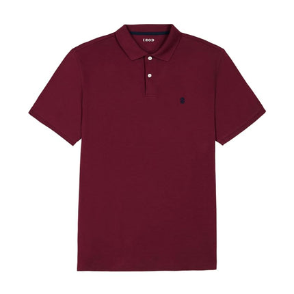 Izod Men's Short Sleeve Interlock Polo Shirt, Velvet Maroon, Large
