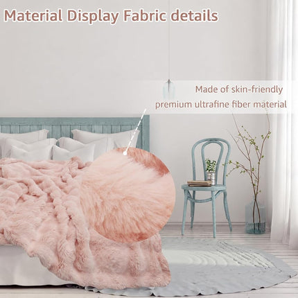 Faux Rabbit Fur Bubble Throw Blanket, Soft Fluffy Plush Blanket 51×63in