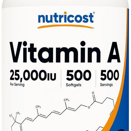 Nutricost Vitamin A 25000 IU, 500 Softgels, Non-GM