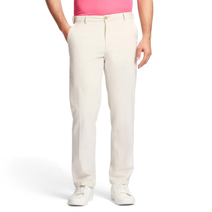 IZOD Men's Saltwater Stretch Flat Front Straight Fit Chino Pant, Silver Birch, 34W x 29L