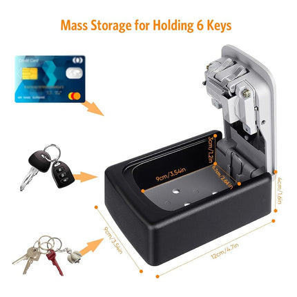 Key Lock Box Wall Mounted, Fayleeko 4 Digit Combination Lockbox for Outside, House Keys - 5 Keys Capacity, Key Safe Security Storage Lock Box for Indoor, Outdoor, Garage, Garden, Store (Grey, 2Pack)