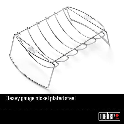Weber Premium Spare Rib Holder & Roasting Basket, can be Used on Both Sides, Dishwasher Safe, fits Weber Q 300/3000 & Larger Gas Grills as Well as Charcoal Grills from Ø 57 cm - Silver (6469)