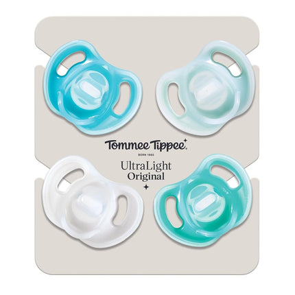 Tommee Tippee Ultra-Light Soothers, 0-6m, 4 Pack, Lightweight Design, Symmetrical Silicone Teat, BPA-Free, Orthodontic