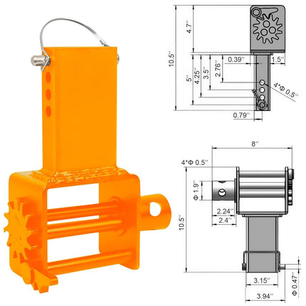 Trailer Stake Pocket Winch, Pack of 2 Heavy Duty Stake Pocket Winch 16200 Lbs Capacity and 5400 Lbs Load Limit for Flatbed Trailer Trucks Winches, Orange