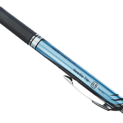 Pentel 0.5mm Energel-Xm Refilable Retractable Gel Roller with Metallic Looking Barrel - Black