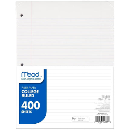 Mead Loose Leaf Paper, Filler Paper, College Ruled