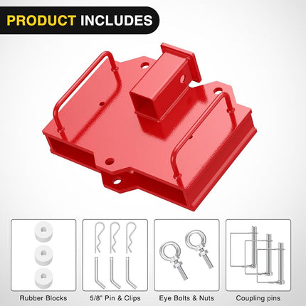 Nilight Forklift Trailer Hitch Attachment Fits 2 Inch Receiver 6500 LBS Capacity Clamp on Dual Pallet Forks Forklift Tow Hitch Attachment Universal Forklift Ball Hitch Mount Trailer Towing Adapter