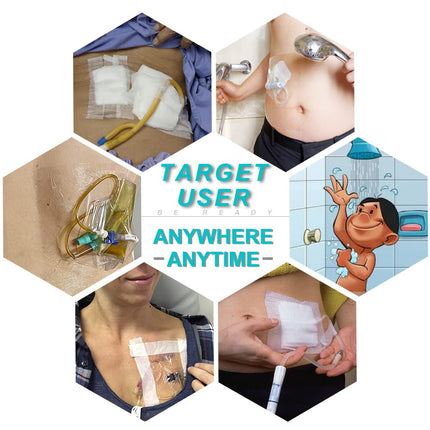 Waterproof Shower Protector | 12x16 Inch Dialysis Catheter Shower Cover Large | Without Glue in The Center for Chest Chemo Port Picc Line PD Peritoneal Dialysis Accessories Bandage (Pack of 14)