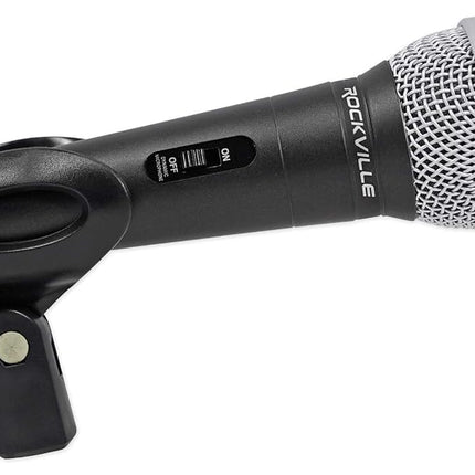 Rockville RMC-XLR Wired Dynamic Microphone, Full Metal Body, M-56 Cartridge, (2) 10 Ft OFC Cables, Mic Clip & Case, for DJs, Karaoke, and Live Performances