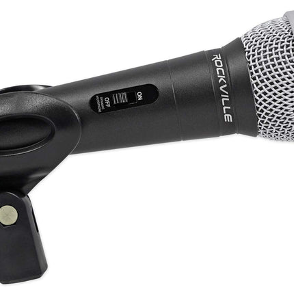 Rockville RMC-XLR Wired Dynamic Microphone, Full Metal Body, M-56 Cartridge, (2) 10 Ft OFC Cables, Mic Clip & Case, for DJs, Karaoke, and Live Performances