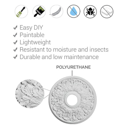 Ekena Millwork CM11HERUS 11 OD X 3 5/8" ID X 7/8" P Helene Ceiling Medallion Fits Canopies up to 5 1/4", Rust
