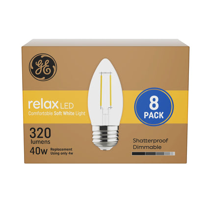 GE Relax LED Light Bulbs, Candle Lights, Soft Whit