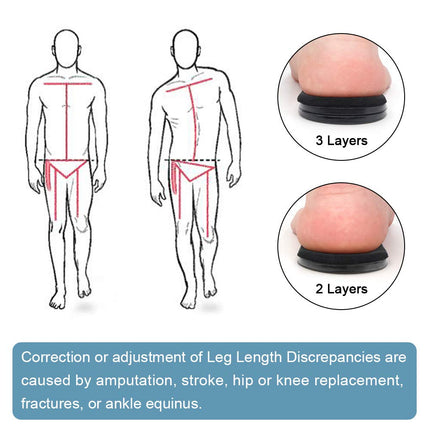 Dr. Foot's Adjustable Orthopedic Heel Lift Inserts, Height Increase Insole for Leg Length Discrepancies, Heel Spurs, Heel Pain, Sports Injuries, and Achilles tendonitis (Black, 3 Layers - L)
