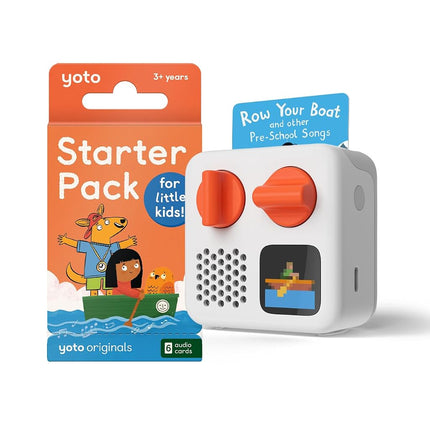 Yoto Mini (Edición 2024) + Paquete de Inicio para Niños Pequeños – Reproductor de Audio Bluetooth sin Pantalla para Niños, Dispositivo de Viaje Todo en Uno para Cuentos, Música, Podcasts, Radio, Úsalo como Altavoz o con Auriculares