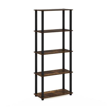 Furinno TURN-N-TUBE 5-Tier Tool-Free Corner Shelf, Amber Pine