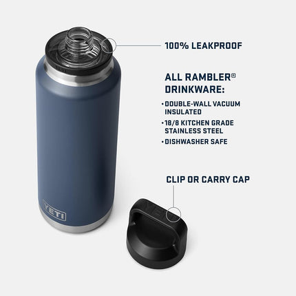 YETI Rambler 46 oz Bottle, Vacuum Insulated, Stainless Steel with Chug Cap, White