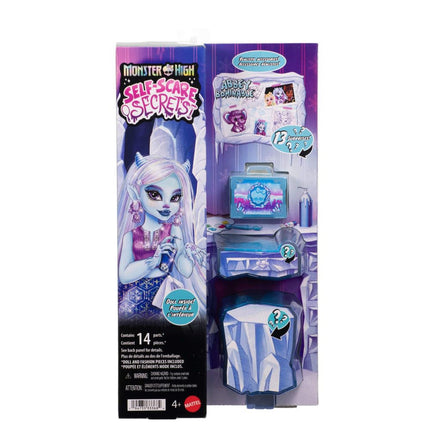 Monster High Self-Scare Secrets Abbey Bominable Doll and Accessories Set with 13 Realistic Surprises Like Henna, Painting and Crochet Crafts