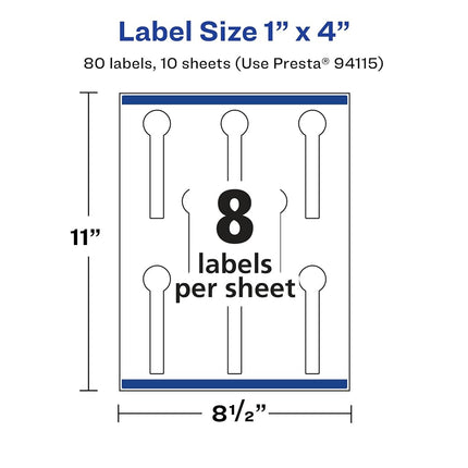 Avery Glossy Clear Lollipop Labels with Sure Feed, 1" x 4", 80 Glossy Clear Labels, Print-to-The-Edge, Laser/Inkjet Printable Labels