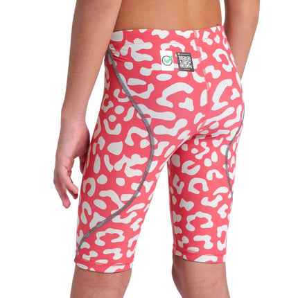 Arena Powerskin ST Next Boys' FINA Approved Swimming Trunks Recycled Material Lined Swimming Trunks for Boys, Leopard Skin Geranium, 22