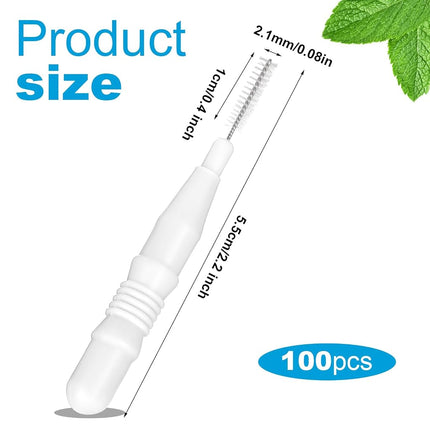 BBTO 100 Pièces Brosses interdentaires pour appareils dentaires, brossettes de nettoyage interdentaire, cure-dents, têtes de brosse à dents, cure-dents buccaux, outils de nettoyage (blanc)