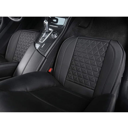 Black Panther 1 Pair Luxury Faux Leather Car Seat Covers Front Bottom Seat Cushion Covers, Anti-Slip and Wrap Around The Bottom, Fit 95% of Vehicles - Black