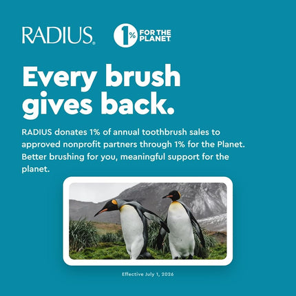 RADIUS Toothbrush Big Brush with Replaceable Head, Left Hand, Soft in Coral Sparkle, BPA Free and ADA Accepted, Designed to Improve Gum Health and Reduce The Risk of Gum Disease