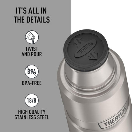 THERMOS Stainless King SK2000 Vacuum-Insulated Compact Bottle, 16 Ounce, Stainless