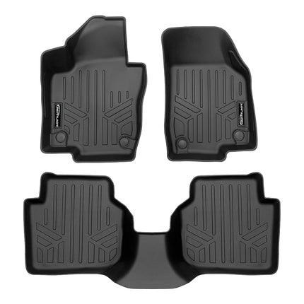 SMARTLINER Tapis de sol 2 rangées, toutes saisons, ajustement personnalisé, noirs, compatibles avec Volkswagen Passat 2012-2019 (compatible uniquement avec les modèles à transmission automatique)