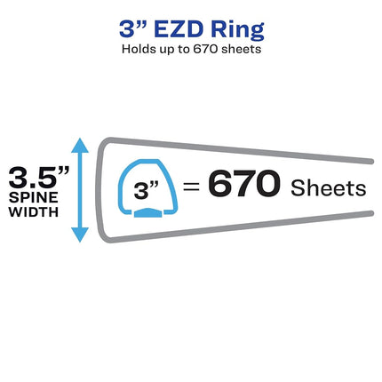 Avery Heavy-Duty Clear View 3 Ring Binders, 3 Inch EZD Rings, 2-Pack of Red Binders (39701)