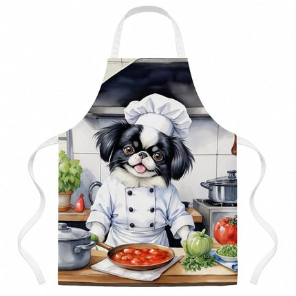 Caroline's Treasures Japanese Chin The Chef Apron Cooking Kitchen Server Baking Crafts Gardening for Adult Women Men, Unisex, Large, Multicolor