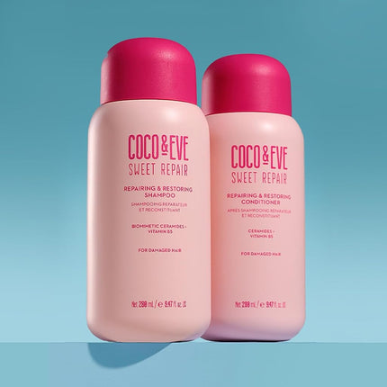Coco & Eve Repair & Restore Shampoo & Conditioner Bundle. Hydrating & Strengthening Set for Damaged, Color Treated Hair. Deeply Nourish, Reduce Split Ends & Breakage for Healthy Hair. (560 ml)