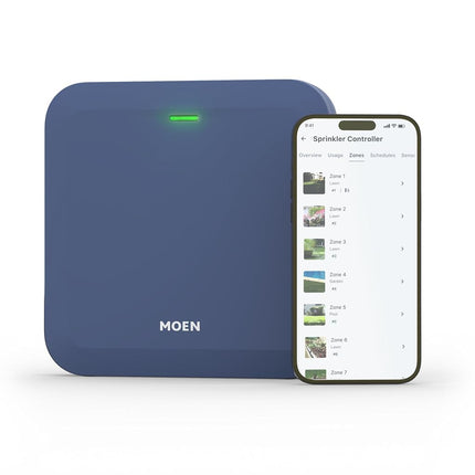 Contrôleur intelligent d'arrosage 16 zones Moen, système d'irrigation intelligent connectable Wi-Fi avec minuterie d'eau automatique, WICNT016G1USA