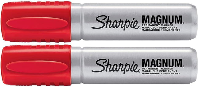 Sharpie Magnum Permanent Marker | Oversized Chisel Tip, Great for Poster Boards, Red, 1 Count 2 Pack