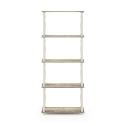 Furinno TURN-S-TUBE Storage Shelves, 5-Tier Book Shelf, Corner Shelf, Toolless Open Shelves, Classic Tubes, for Organization and Storage, Living Room, Garage, Home Office, Sonoma Oak