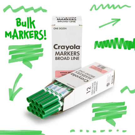 Crayola 12 Count Washable Bulk Markers, Green