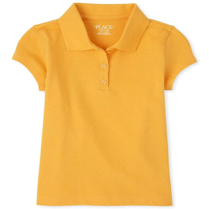 The Children's Place Girls' Uniform Pique Polo, Yellow Pencil, X-Small