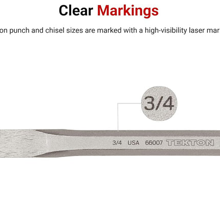 TEKTON Long Cold Chisel Set, 3-Piece (1/2, 3/4, 1 in.) | 66506