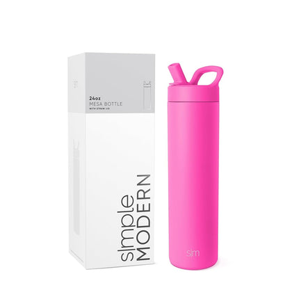 Simple Modern Water Bottle with Straw lid | Insulated Stainless Steel | Reusable Travel Water Bottles for Gym & Sports | Leak Proof & BPA Free | 24oz, Raspberry Vibes
