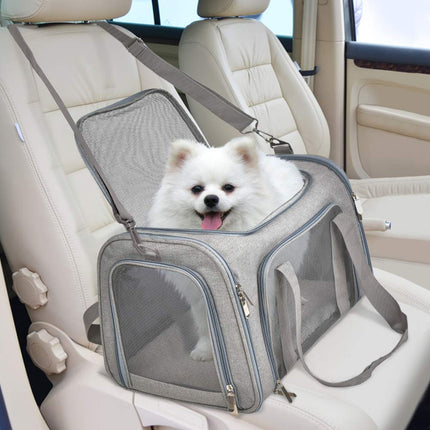 Henkelion Large Cat Carriers Dog Carrier Pet Carrier for Large Cats Dogs Puppies up to 25Lbs, Airline Approved Big Dog Carrier Soft Sided, Collapsible Waterproof Travel Puppy Carrier - Large - Grey