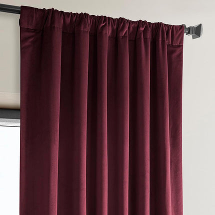 HPD Half Price Drapes Heritage Plush Velvet 96 Inches Long Darkening Curtains for Bedroom & Living Room 50W x 96L, (1 Panel), Dark Merlot, Polyester Blend, 50" W x 96" L (Pack of 1)